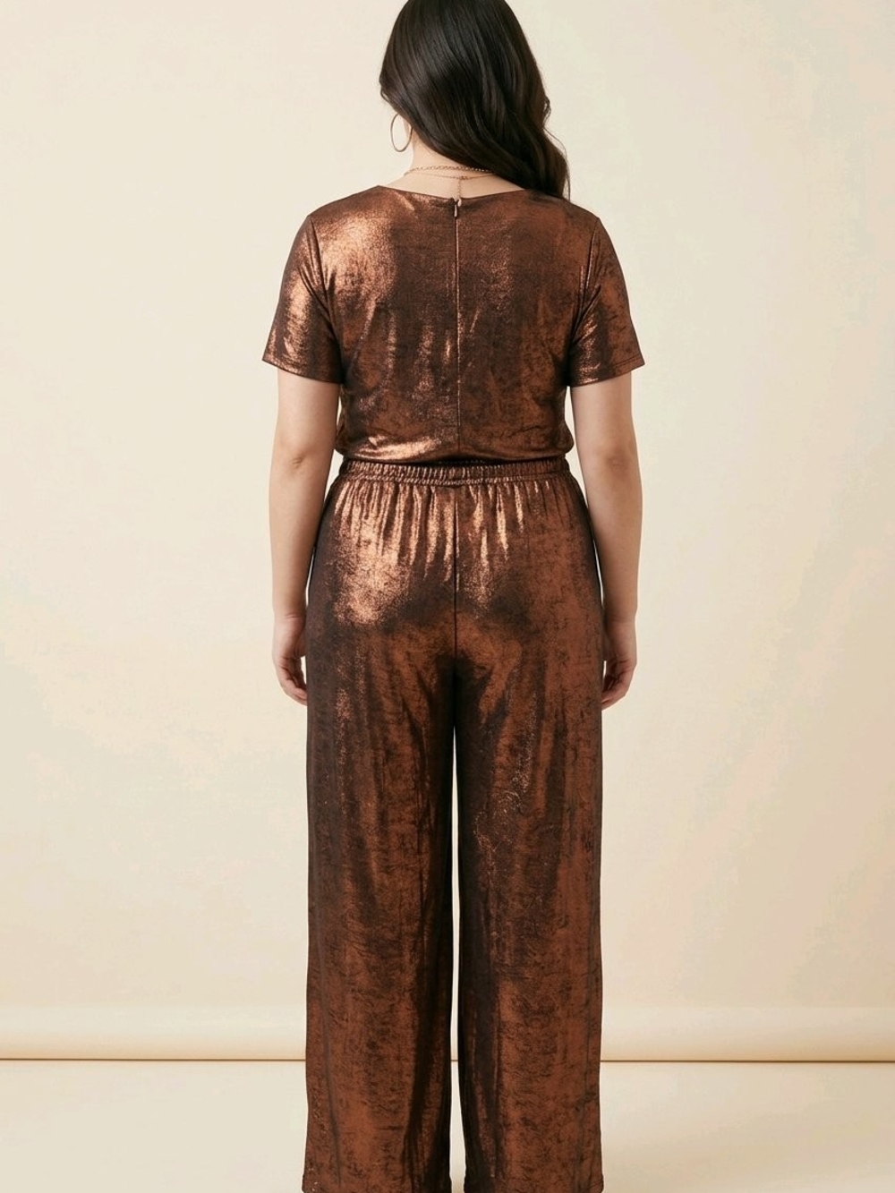 a new day Metallic Copper-Tone Wide-Leg Pants - Picture 3 of 9